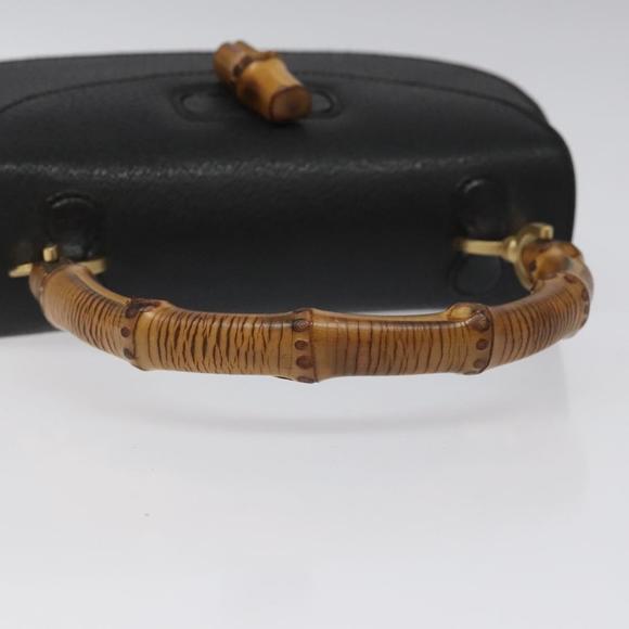 GUCCI Bamboo Hand Bag Leather Black Gold 000 2113 0188 Auth yk17496A - Picture 7 of 16